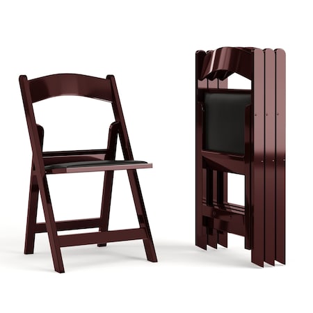 Flash Furniture Mahogany Resin Folding Chair, PK4 4-LE-L-1-MAH-GG